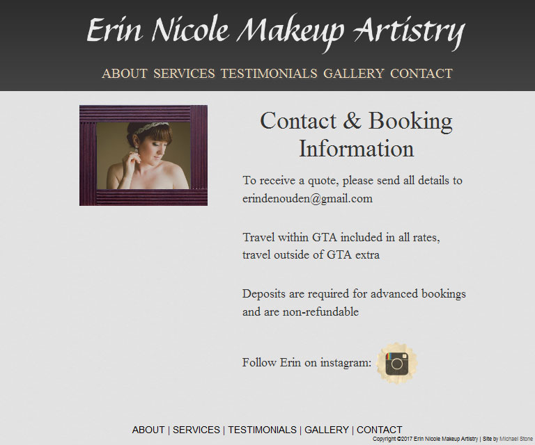 Erin Nicole Makeup Artistry website